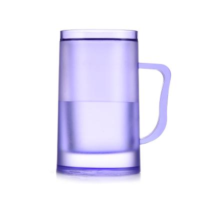 China Disposable Custom Hot Products Double Color Plastic Mug Eco-Friendly Reusable Frosty Beverage Mug 15 Ounce for sale