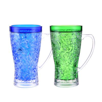 China Beer Cold Custom Design Reusable Oktoberfest Hot Sale Double Wall Frost Frosty Freezer Beer Mug Cup LFGB for sale