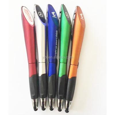 China Promotional Pen New Arrival Stylus Plastic Pen Rubber Grip Metallic Colors Advertising Promotional light led pen for sale