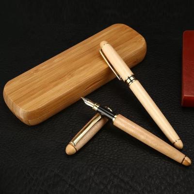 China Promotion or Gift JQ-31 Customized Eco-Friendly Wooden Fountain Engraved Logo Pen Bamboo Pen Fountain Sets for sale