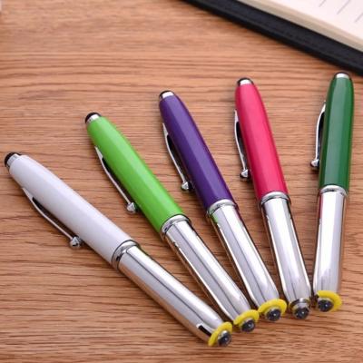 China JXQ-220 promotional pen 3 in 1 custom logo gift led pen flashlight metal ballpoint pen for sale