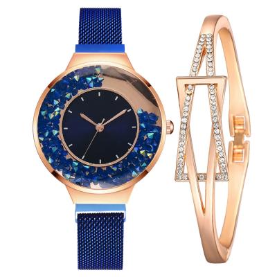 China Fashion Ladies Quicksand Quartz Luxury Popular Women\'s Dress New Watch Korean Fashion Watch With Jewelry Set for sale