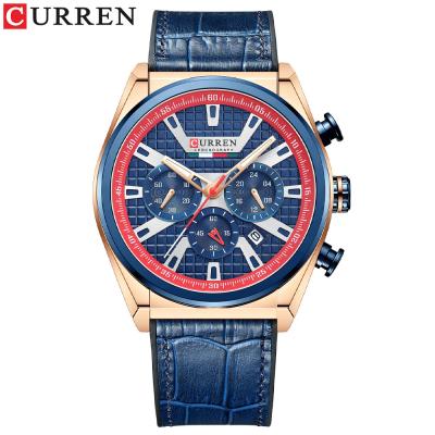 China 2021 CURREN 8392 Automatic Date Luxury Mens Charm Chronograph Quartz Casual Watches Sport Man Leather Wristwatches for sale