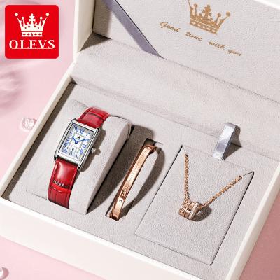 China OLEVS 6625 Water Resistant Square Watches Fashion Quartz Hot Ladies Gift Watch Set For Women With Bracelets for sale