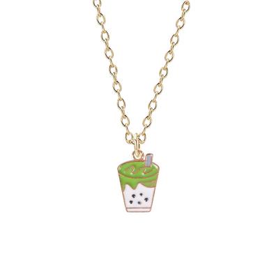 China CLASSIC Sweet Drinks Pendant Boba Enamel Metal Metal Jewelry Fine Necklaces, 18k Gold Angel Number Necklace for sale