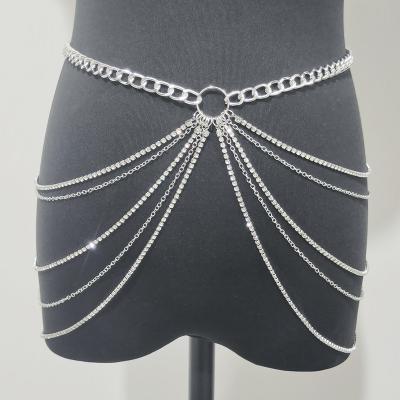 China Punk Bikini Body Chain Gold Waist Chain, Adjustable Sexy Silver Beach Belly Chain Women Body Jewelry, Custom Multilayer Belly Chain for sale