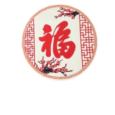 China 3D Embroidery Patches Applique Round Heat Press Badges Iron On Patches For Apparel Stickers Clothes Accessories for sale