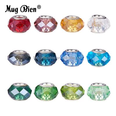 China Garment Accessories Wholesale Crystal Beads Large Hole Glass Charm Bead Bracelet for sale