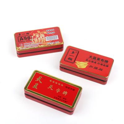 China Popular 0.23mm Empty Custom Small Tinplate Household Product Design Game Card Packing Rectangular Iron Box For Storage for sale