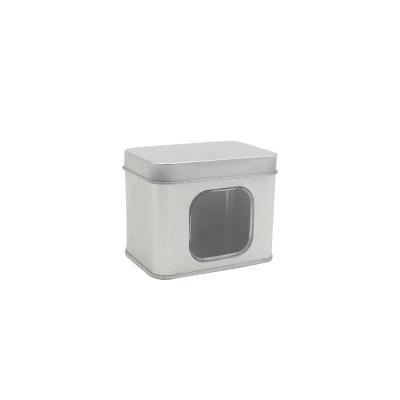 China Other Rectangular Mini Metal Ornament Storage Box Tin Packaging Box With Window for sale