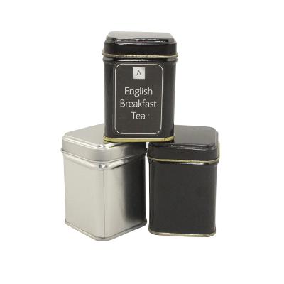 China Custom Small Square Empty Tin Can Food Herb Food Tin Canister Coffee Metal Square Tea Tin Can for sale