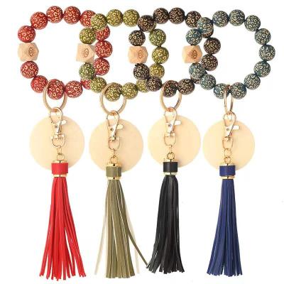 China Wholesale Wood Bead Wrist Bracelet Fanshion Bead Tassel Bracelet Main Chain Anti-lost Bracelet for sale