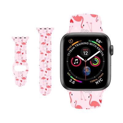 China Fanshion Printed Silicone Watch Band Heart Printing Strap Replacement Custom Band For Apple Watch Band for sale