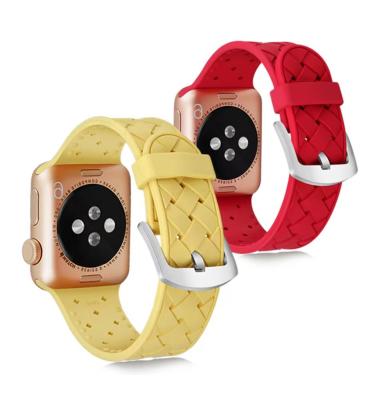 China Fanshion Fashion Design Luxury Watch Bands Weave Rubber Watchband For Apple Watch Band Silicone for sale