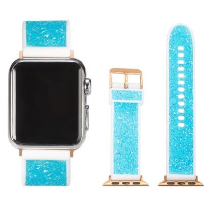 China Fanshion Custom Amazon Straps New With Bling Zircons Silicone Soft Watch Band For Apple 7 For iWatch Soft Strap 40mm for sale