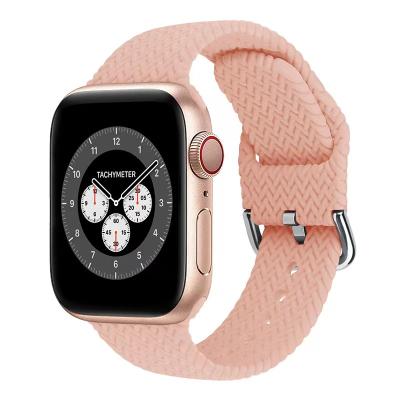 China Fanshion Sports Strap Silicone Watch Band For Apple Watch Series 5 4 3 44mm 42MM 40mm Silicone Plain Watch Band With Buckle for sale