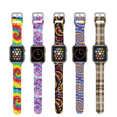 China Fanshion Silicone Rubber Printing Custom Watch Strap For Apple Watch Band For iWatch Series 6 Strap for sale