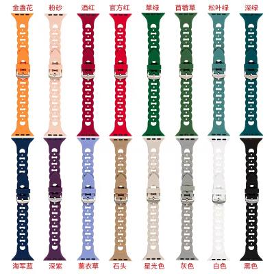 China Fanshion Customized Lace Up Silicone Bands For Apple Watch Band 45mm For Apple Watch Silicone Band for sale