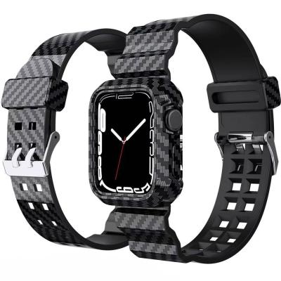 China Fanshion TPU Watch Band Strap For Apple Watch Band With Case iWatch Series 7 41mm 45mm Durable Sports Silicone for sale