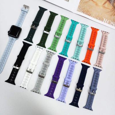 China Fanshion Solid Color Sports Silicone Soft Watch Band For Apple Watch 38mm 40mm 42mm 44mm Watch Bands for sale