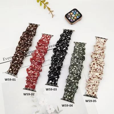 China Fanshion Woman Elastic Scrunchies Custom Printing Nylon Watch Strap Bands For Apple Watch Band 7 for sale