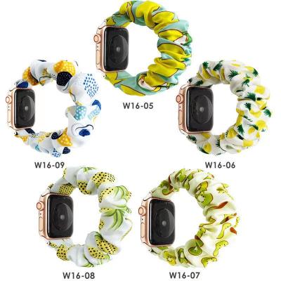 China Fanshion Printing Cute Scrunchie Elastic Durable Stretchy Solo Watch Band Buckle Strap For Scrunchie Apple Watch Band Elastic for sale