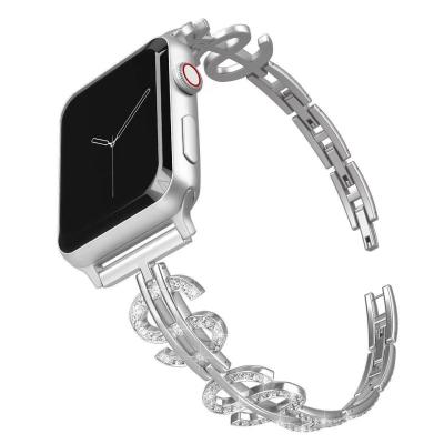 China Fanshion Luxury Stainless Steel Diamond Smart Apple Watch Bands for the iWatch Diamond Strap for sale