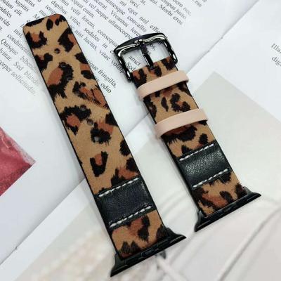 China New Fashion Fanshion Leopard Watch Band Genuine Leather Watchband For Apple Watch 6 Buckle Band for sale