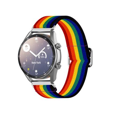 China Fanshion Fashion Watch Band Rainbow Nylon Elastic Watch Band For Samsung Galaxy Watch Band Straps for sale