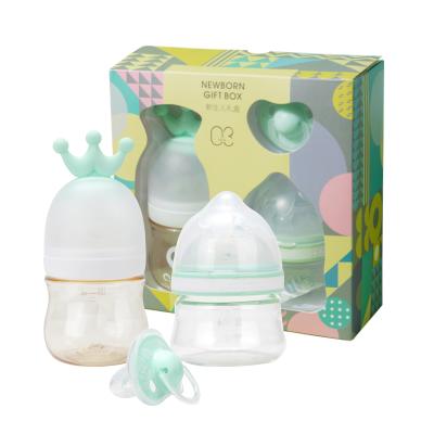 China BPA free new arrival wide neck ppsu baby bottle milk bottle newborn baby bottle and pacifier set for sale