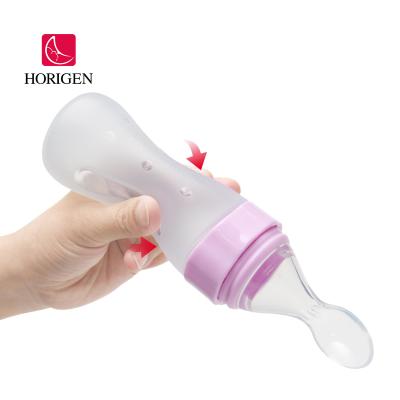 China BPA Free Silicone Baby Food Squeeze Feeding Bottle Dispensing Spoon for Infant Newborn Toddler for sale