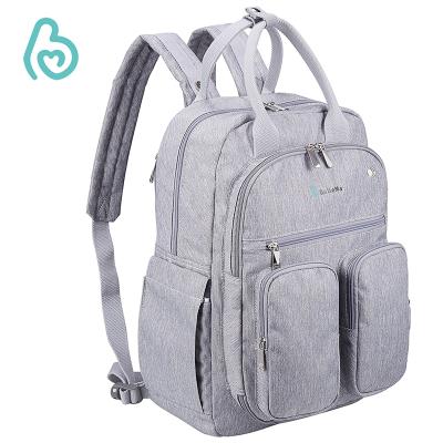 China Large Size Polyester Baby Diaper Bag Backpack Baby Bag Insulated Pockets Travel Backpack for sale