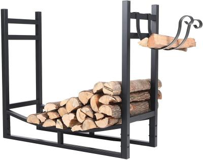 China Modern Black Heavy Duty Firewood Racks Indoor / Outdoor Log Rack Rack With Kindling Rack for sale