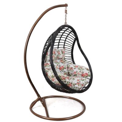 China Weather Furniture Outdoor Patio Egg Shaped Swing Chair Leisure PE Rattan Cradle Hanging Chair For Balcony Home Indoor Bedroom for sale