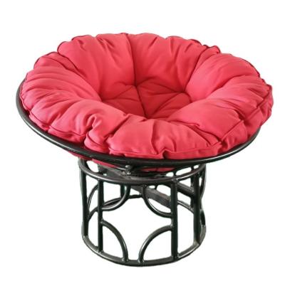 China Indoor Weather Outdoor Furniture Outdoor Garden Round Stuffed Comfortable Wicker Rocking Papasan Chair With Cushion for sale