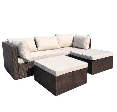 China Outdoor Weather Furniture 3 Piece Patio Outdoor PE Rattan Wicker Corner Sofa Set for sale