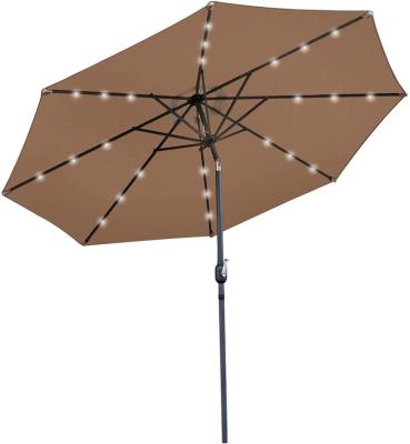 China Garden Decoration 10FT Solar LED Lighted Patio Umbrella Table Umbrella for Patio, Garden, Backyard, Deck, Poolside for sale