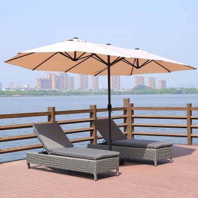 China Outdoor Living Double Sided Aluminum Umbrella and Bases Large Modern Garden Patio Table Umbrella for sale