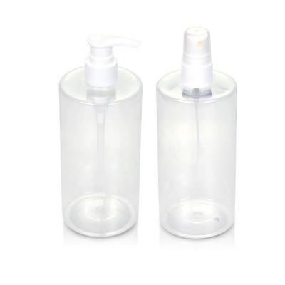 China Personal Skin Care Packaging Custom Size 24/410 Neck Clear Shampoo Lotion Bottle Cosmetic Packaging 500ml PET Plastic Bottles for sale