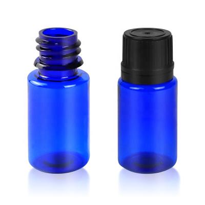 China Personal Skin Care Packaging Wholesale Mini Blue Plastic Bottle 13ml PET Size 18/410 Cosmetic Empty Neck Oil Lotion Sample Bottles for sale