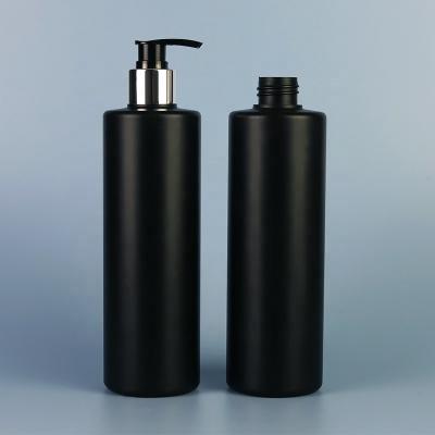 China Personal Skin Care Packaging Wholesale Neck Size 28/410 Black Empty Plastic Pump Bottle 500ml PE Cosmetic Black Bottle for sale