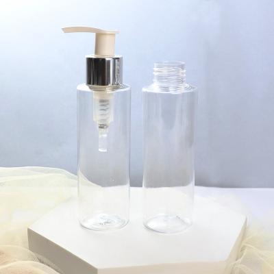 China Personal Skin Care Packaging Custom Size 24/410 Transparent Lotion Bottle Skin Care Packaging 120ml Neck PET Plastic Pump Bottle for sale