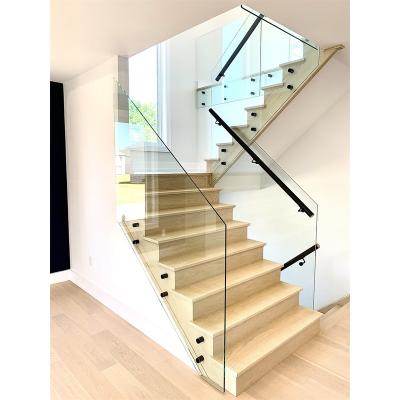 China Modern Design Modern Tempered Glass Side Mounted Balustrade Indoor Glass Balustrade Staircase Balustrade Glass Baluster for sale