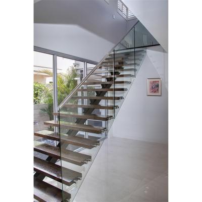 China Modern Elegant Design Wooden Stringer Floating Staircase Marble Stairs Mono Design For Villa House for sale