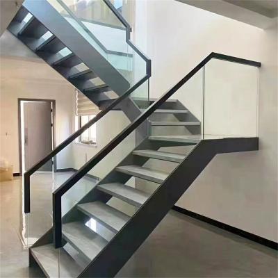 China Modern Full Mono Stringer Stair U Shape Wooden Stair Treads Floating Stair System For Interior Bedroom for sale