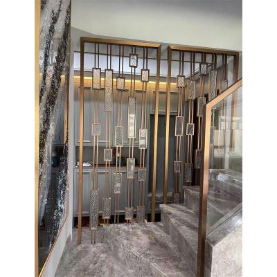 China Modern Design Villa Living Room Modern Design Stainless Steel Metal Room Divider Screen for sale