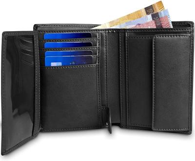 China RFID nappa rfid business men genuine leather trifold wallet for promotional gift for sale