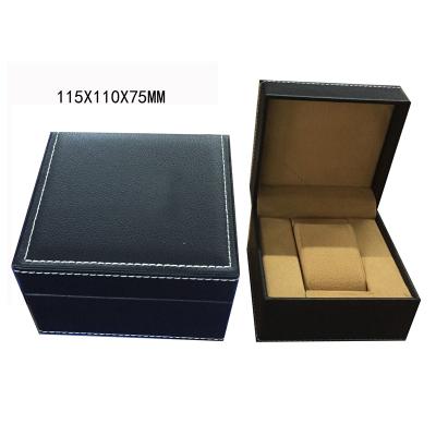 China High End PU Leather Gift Box Single Wrist Watch Box With White Stitching Wire for sale