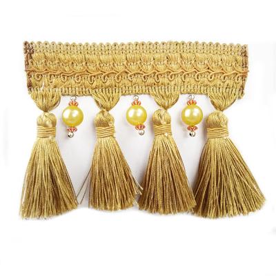 China Factory direct wholesale colorful stripe tassel fringe yards pom pom seam trim for sale