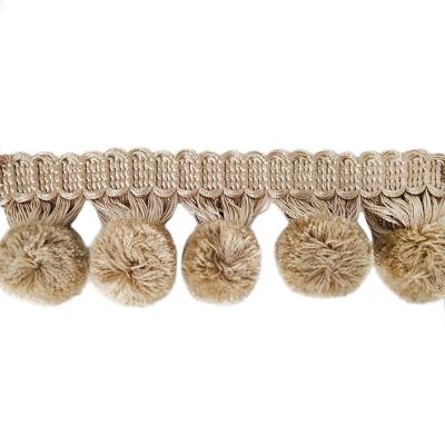 China Eco-fridendly 2.5cm Width Hot Sale Polyester 100% Single Side Pom Pom Trim Fringe for sale